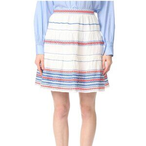 Club Monaco White Linen‎ Embroidered Tiered Mini Skirt